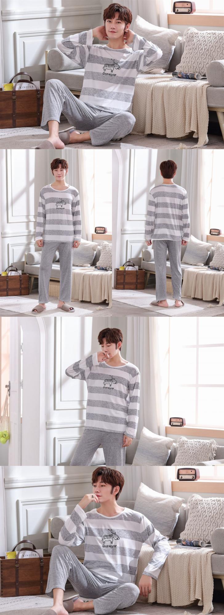 Autumn New long Sleeve Pajamas Set For Male