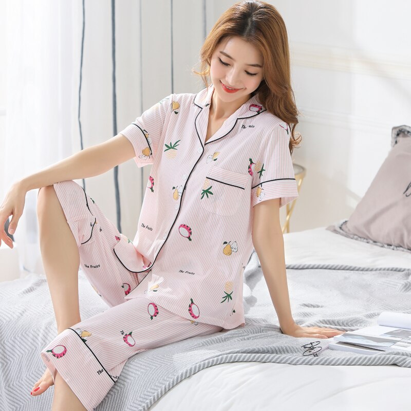 Tropical Fruit Print  Pajamas Set
