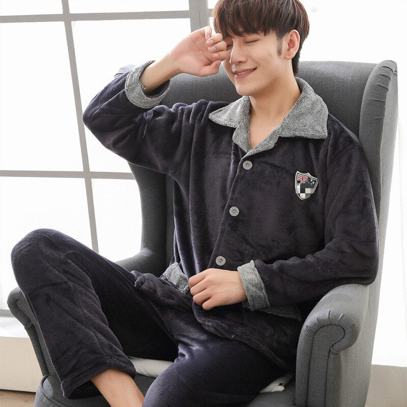 Leisure Autumn and Winter Style Men's Pajamas Set