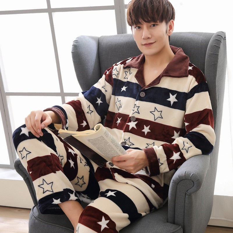 Men's Pajamas Set Autumn and Winter Style