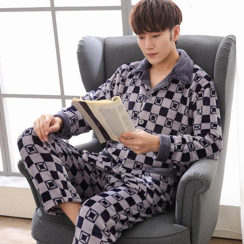 Autumn and Winter Leisure Style Men's Pajamas Set