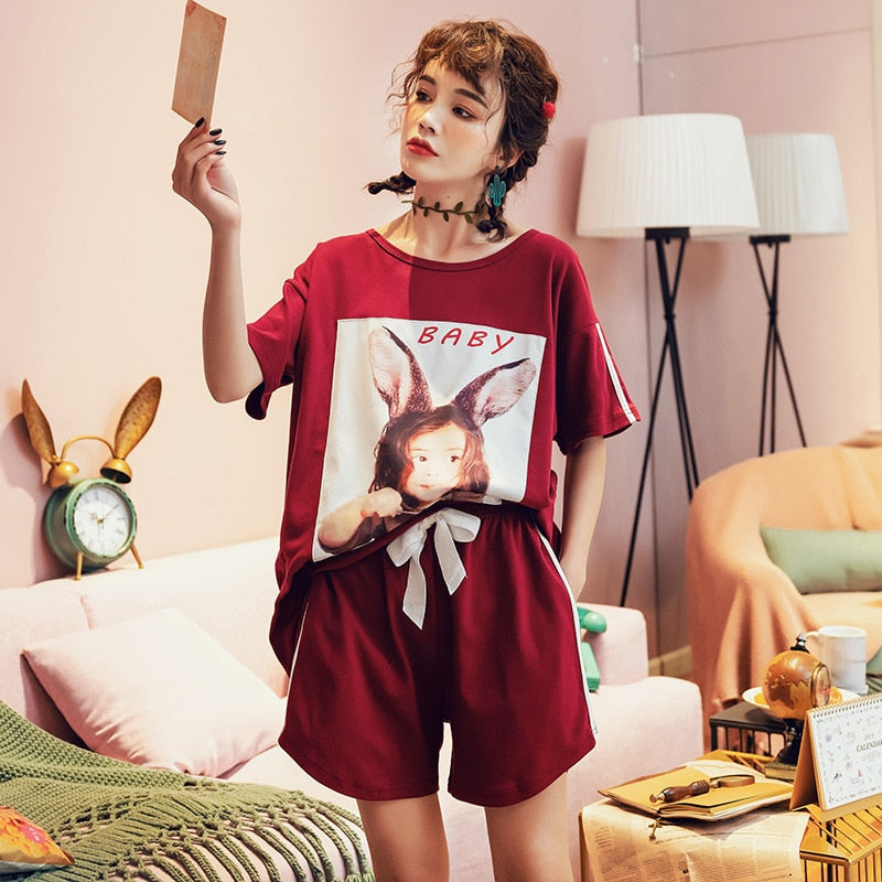 Cute Cartoon Casual Ladies Sleepwear